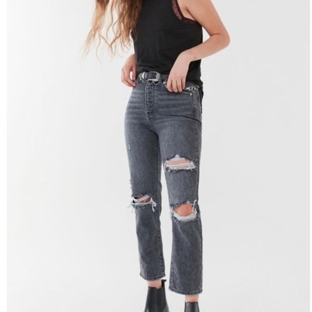 BDG Black distressed Straight slim jeans